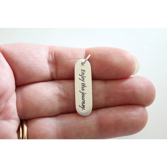 Sterling Silver Enjoy the Journey Saying Charm, Enjoy the Journey Quote Charm - Picture 2 of 6